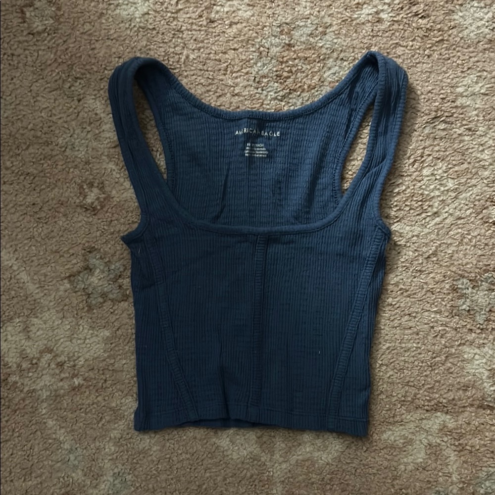 American Eagle Blue Ribbed Tank Top